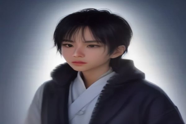 暖色调日式房间内，母亲与儿子隔着餐桌沉默对视，窗外夕阳斜照，氛围压抑而微妙