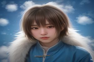 黄昏河堤边，少年独自骑车远去，长镜头拉远，画面留白广阔
